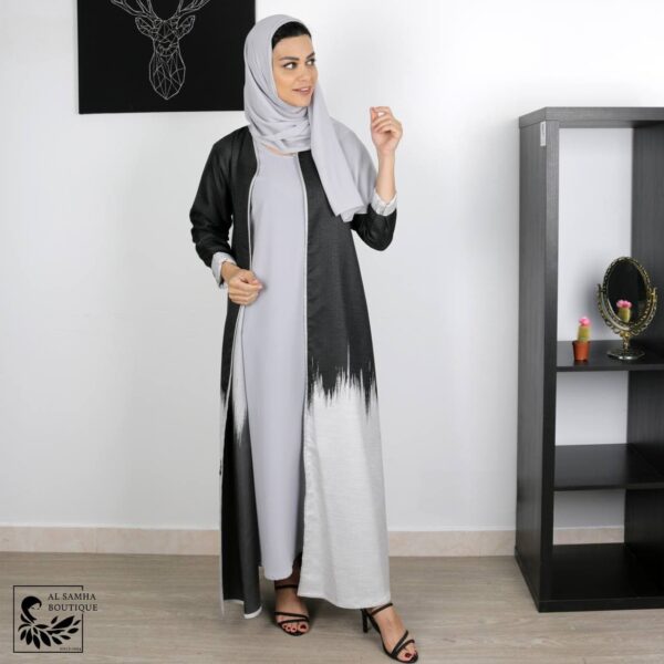 New style Crepe Abaya with Shaila (Gray & Black)