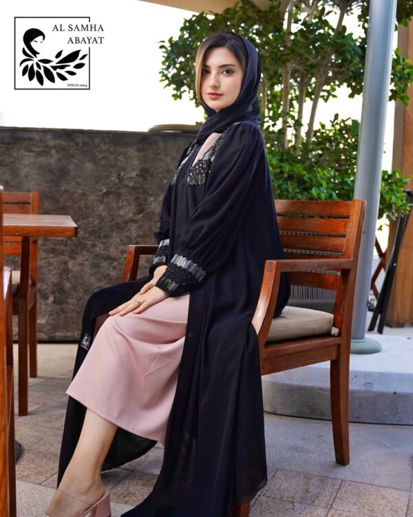 Abaya Double Chiffon Fabric handwork Arrow beads